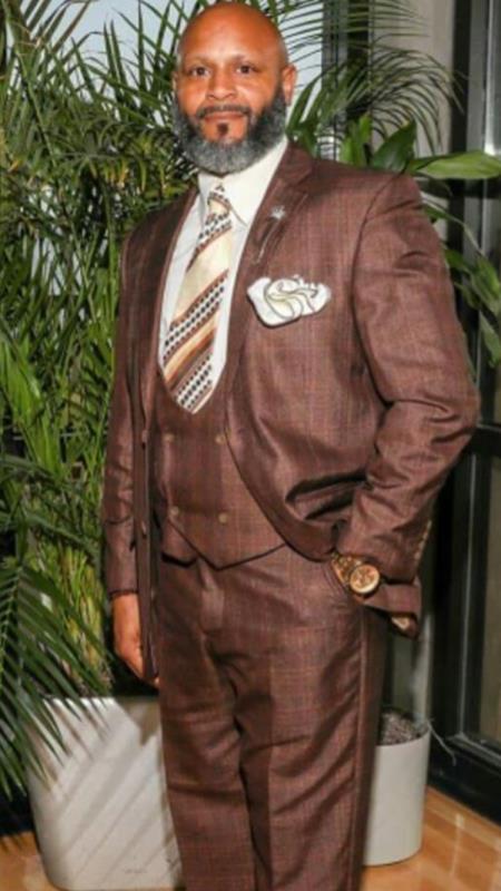 Men's Dark Brown One Chest Pocket Two Button Suit