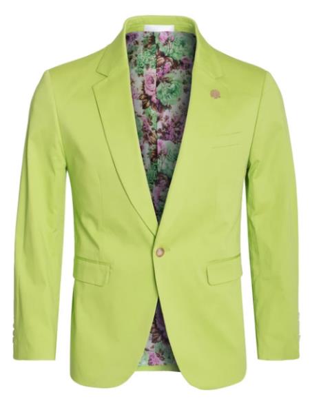 Men's Cotton Stretch Slim Fit Blazer Apple