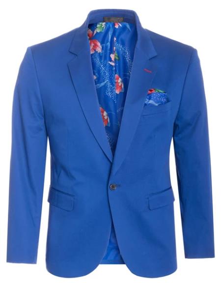Men's Cotton Stretch Slim Fit Blazer Royal