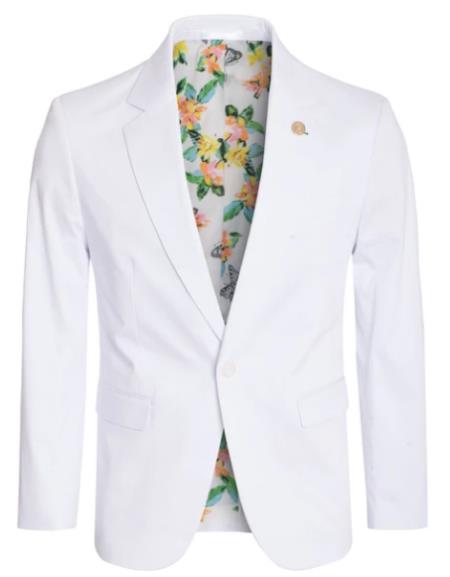 Men's Cotton Stretch Slim Fit Blazer White