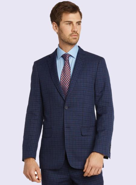 Bertolini Silk & Fabric Men’s Suit-Blue Check- High End Suits - High Quality Suits