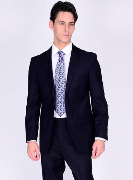 Bertolini Silk & Fabric Men's Suit-Navy- High End Suits - High Quality Suits