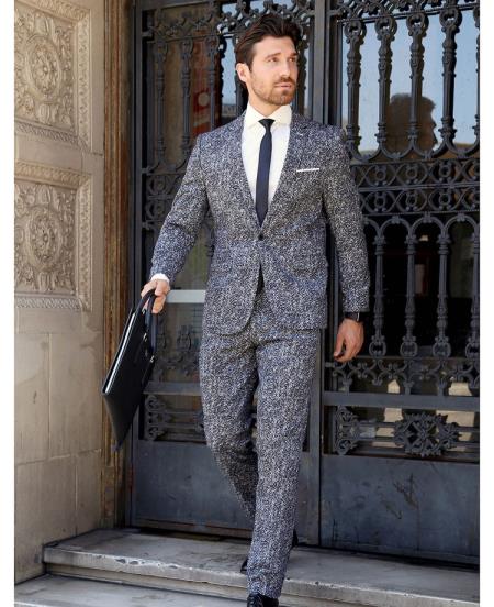 Black ~ White Pinstrip Pattern Suit for Men