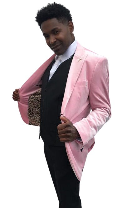Men's Wedding / Prom Slim Fit Blazer Pink Velvet Sport Coat