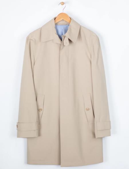 Men's Three Quarter Trench Coat Beige