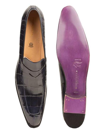 Mezlan Brand Mezlan Alligator Shoes - Mezlan Crocodile Shoes Men's Dress Shoes Sale G500-J By Mezlan In Blue