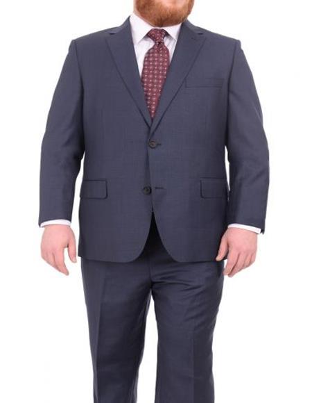 Men's Portly Fit Heather Blue Two Button Suit Executive Fit Suit - Mens Portly Suit