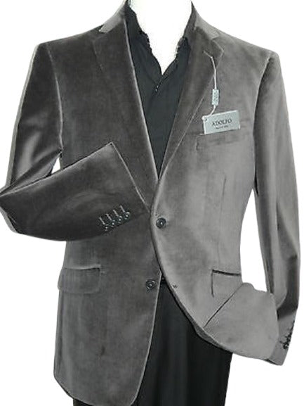 Velour Men's blazer Jacket Men's Gray~Grey Entertainer Formal or Casual Sport Coat Cotton