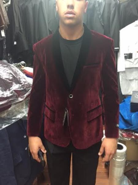 Velour Men's blazer Jacket Men's Black Velvet Trim Lapel Tuxedo Looking! main image 0