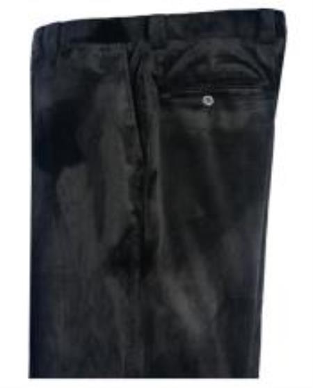Men's Black Velvet Pants velour Men's Flat Front unhemmed unfinished bottom
