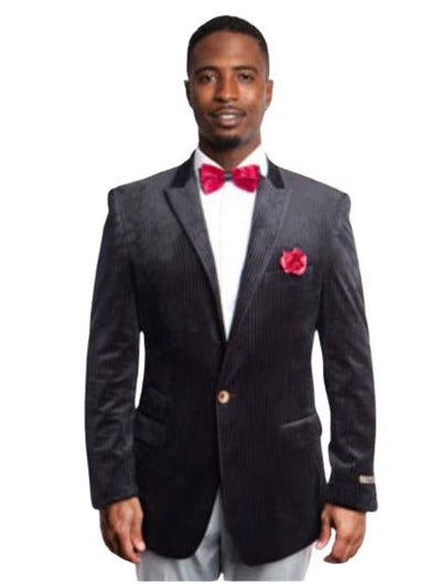 Men's Black Fashion Peak Lapel Velvet Sport Coat velour Men's blazer Jacket