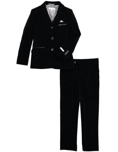 Men's Black Velvet Fabric Suit velour Men's blazer Jacket & Pants (no vest included)