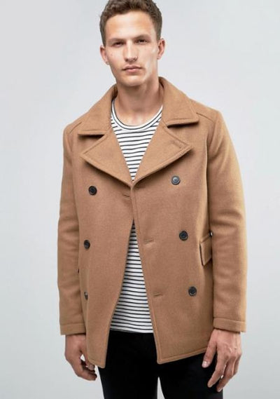 Men's Camel Big and Tall Wool Fabric Designer Men's Wool Men's Peacoat Sale