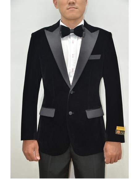 Peak Lapel Fashion Smoking Casual Velour Cocktail Tuxedo velour Men's blazer Jacket With Free Matching bow