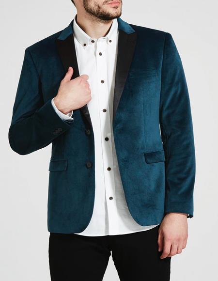Men's Teal Blue Velvet Tuxedo velour Men's blazer Jacket