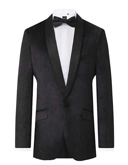Men's Black Velvet 2 Piece Tuxedo Slim Fit Shawl Lapel velour