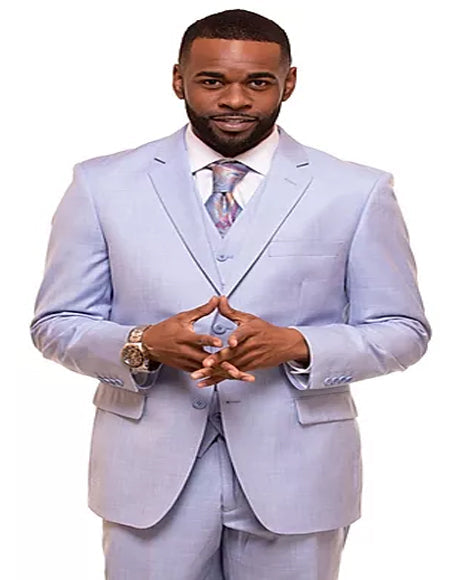 Men's Sky 2 Button Sharkskin Mini Pin Dot Pattern With Settle Sheen Suit