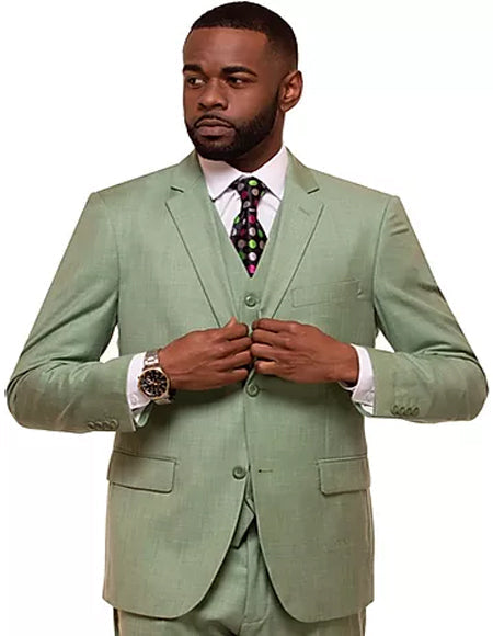 Men's Grass 2 Button Sharkskin Mini Pin Dot Pattern With Settle Sheen Suit