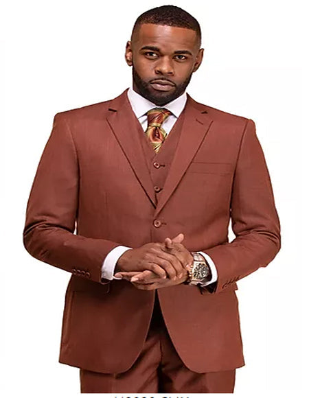 Men's Clay 2 Button Sharkskin Mini Pin Dot Pattern With Settle Sheen Suit