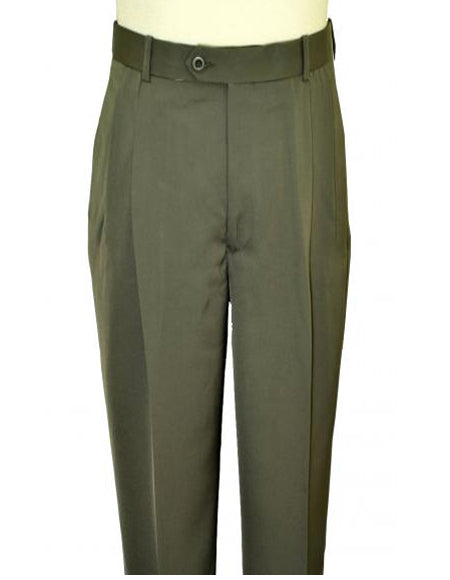 Double Pleated Pants Dress Pants Olive Green