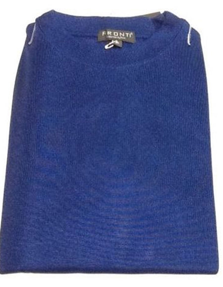 Royal Blue Shiny Long Sleeve Mock Neck Shirt for Men