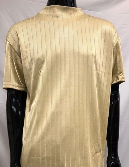 Men's Tan Silky Rayon Mock Neck Shirt
