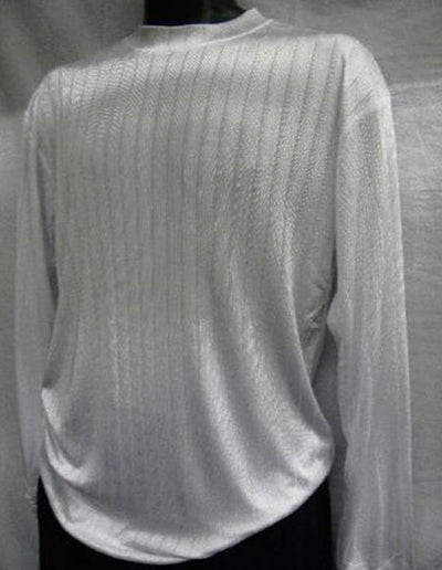 Men's White Stripe Short Sleeve Mock Neck Shirt