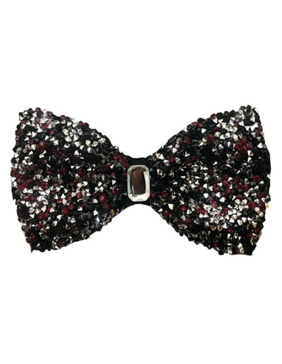 Sparkly Bow Tie Sequin Fabric Rhinestone sequin Bowtie Wine ~ Black ~ Silver