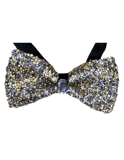 Sparkly Bow Tie Sequin Fabric Rhinestone sequin Bowtie Gold ~ Silver