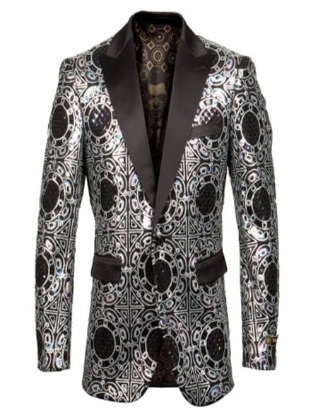 Silver & Black Shawl Lapel Blazer main image 0