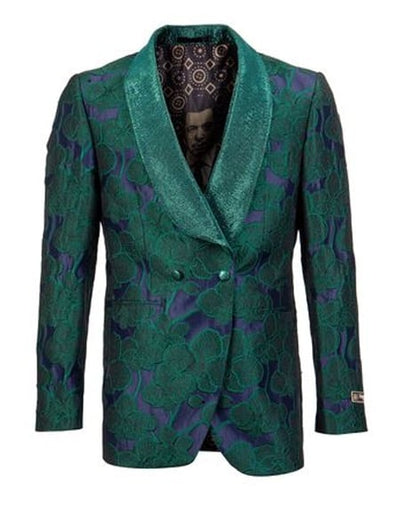 Men's Green Double Vents Shawl Lapel Tuxedo