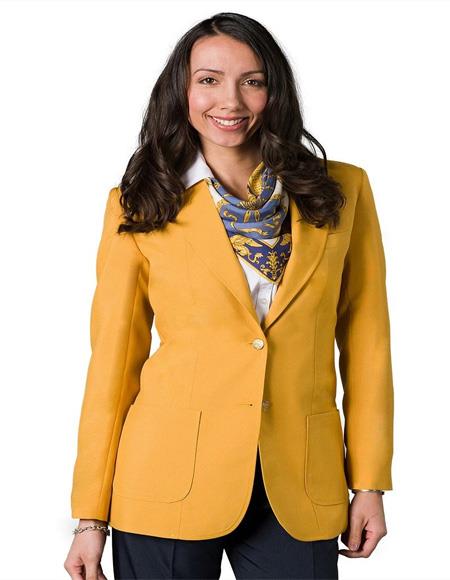 Two Button Gold Women Blazer