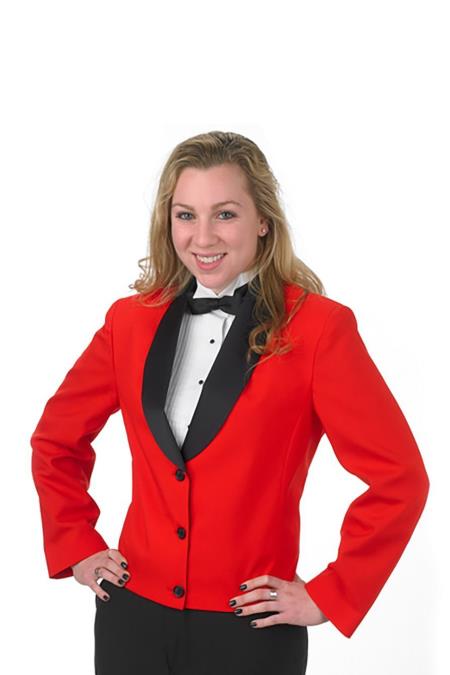 Three Button Solid Pattern Shawl Lapel Women Blazer In Red main image 0
