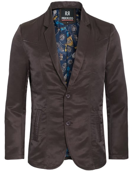 Men's Slim Fit Western Blazer Sport Coat Coffee Sacos Vaqueros Para Hombre