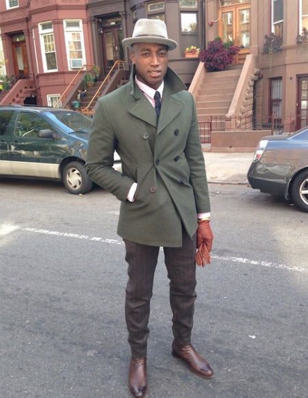 Men's Olive Green Designer Men's Wool Men's Peacoat Sale Double Breasted Wool Fabric