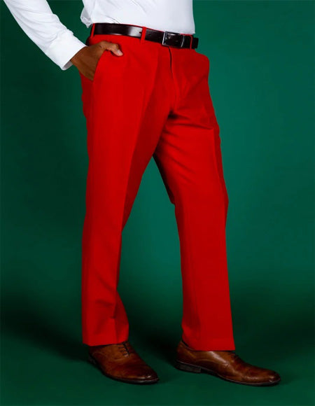 Men's 100% Polyester Slim Fit Red Pants