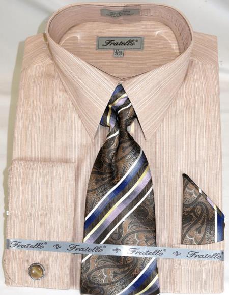 Brown Colorful Men's Dress Shirt