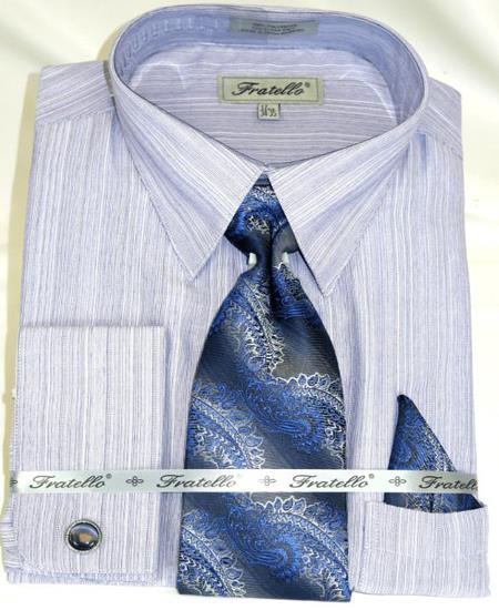 Blue Colorful Men's Dress Shirt