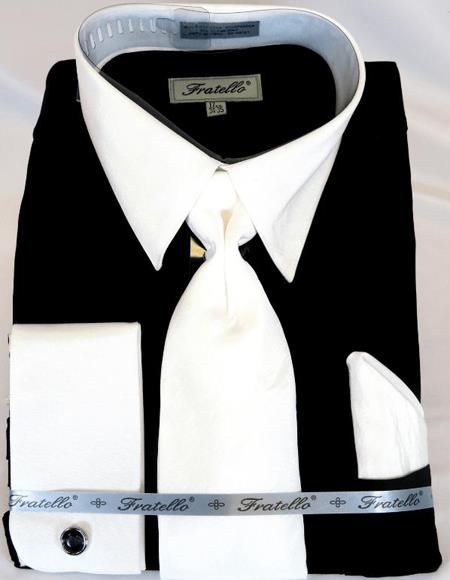 Black Multi Colorful Men's Dress Shirt