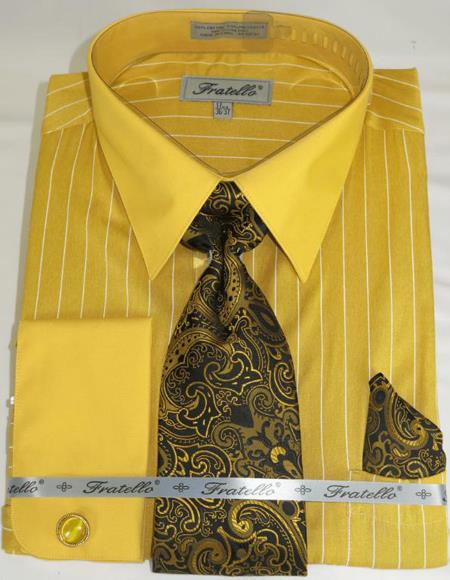 Gold Colorful Men's Dress Shirt
