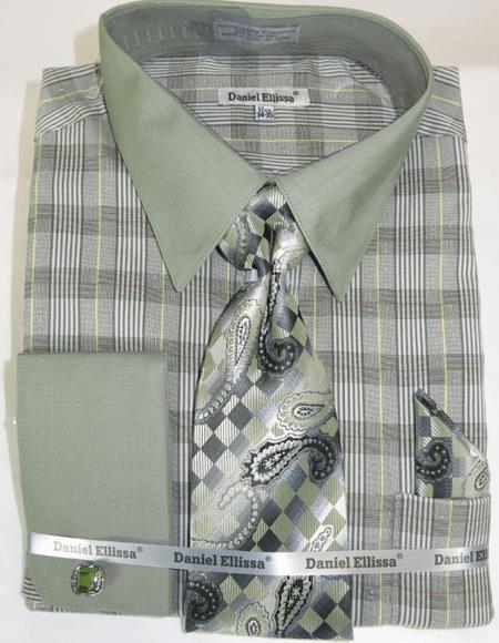 Olive Colorful Men's Dress Shirt