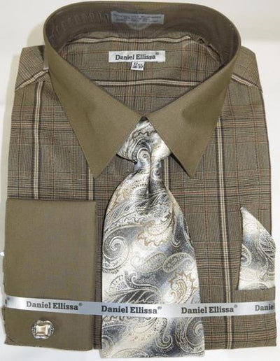 Brown Colorful Men's Dress Shirt