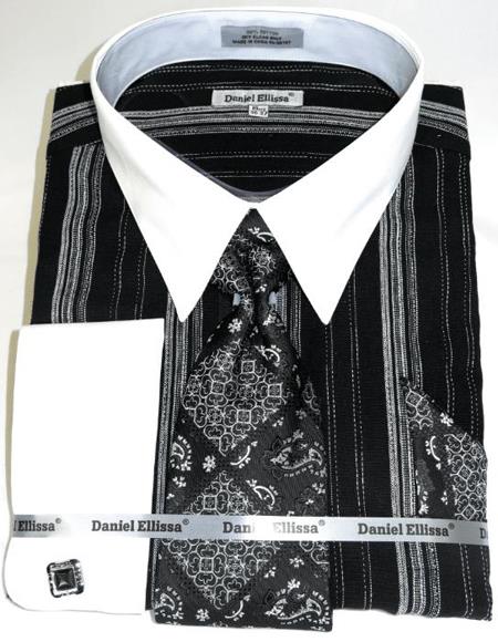 Black Colorful Men's Dress Shirt