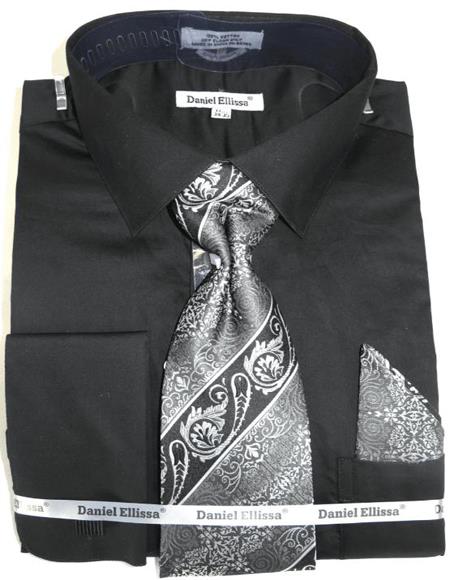 Mens Fashion Dress Shirts and Ties Black Black Colorful Men's Dress Shirt