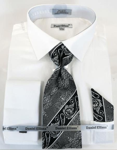 Mens Fashion Dress Shirts and Ties White Colorful Men's Dress Shirt