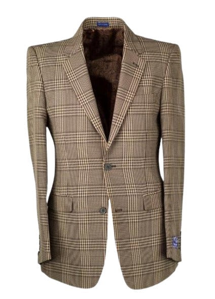 Men's Brown Windowpane houndstooth Blazer - Sport Coat
