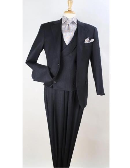 Men's Midnight Blue Pic Stitching 3 piece Vest