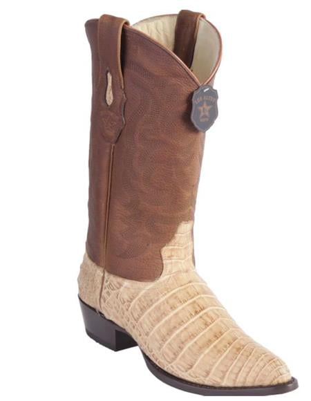 Los Altos Boots Caiman Belly Cognac Cowboy Boots J-Toe