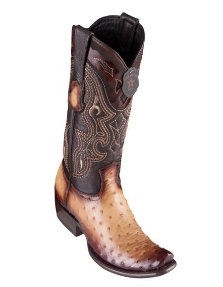 Los Altos Boots Men's Ostrich Faded Oryx Cowboy Boots - H79 Dubai Toe - Botas De Avestruz