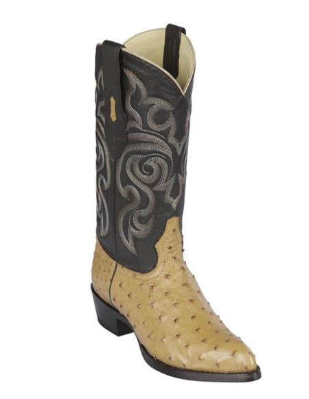 Los Altos Boots J-Toe Ostrich Antique Saddle Cowboy Boots - Botas De Avestruz